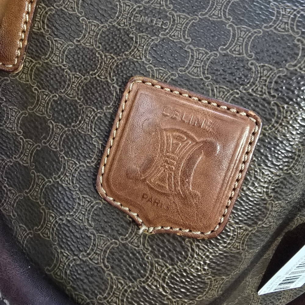 Celine Brown Satchel With Monogram Pattern - image 2